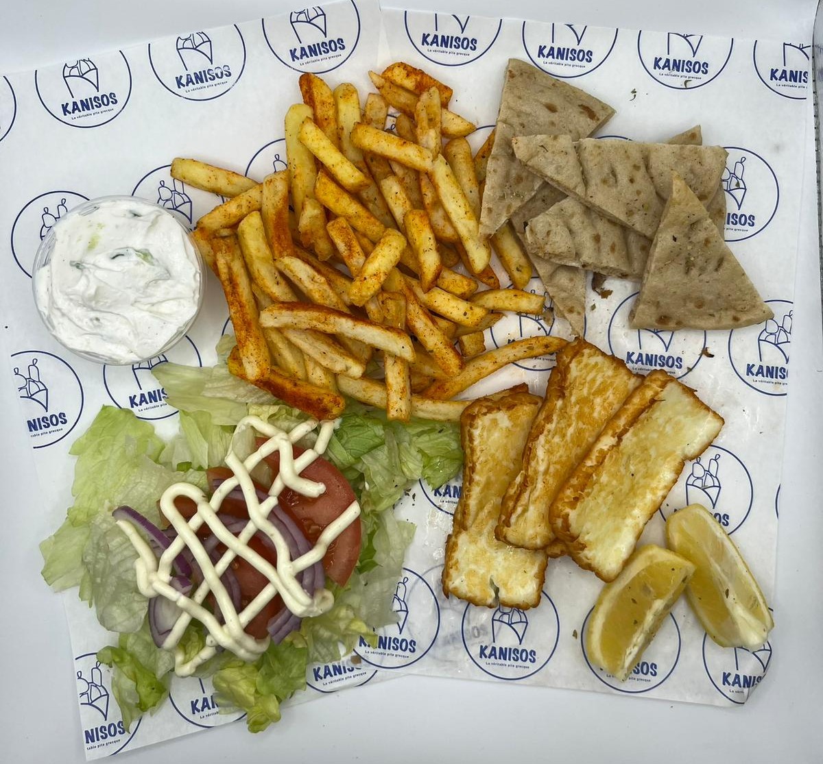 Pork souvlaki plate